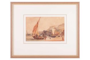 Samuel Owen (1768 - 1857), Fishing Boats Off a Rocky Shore, signed 'S. Owen' (lower left),