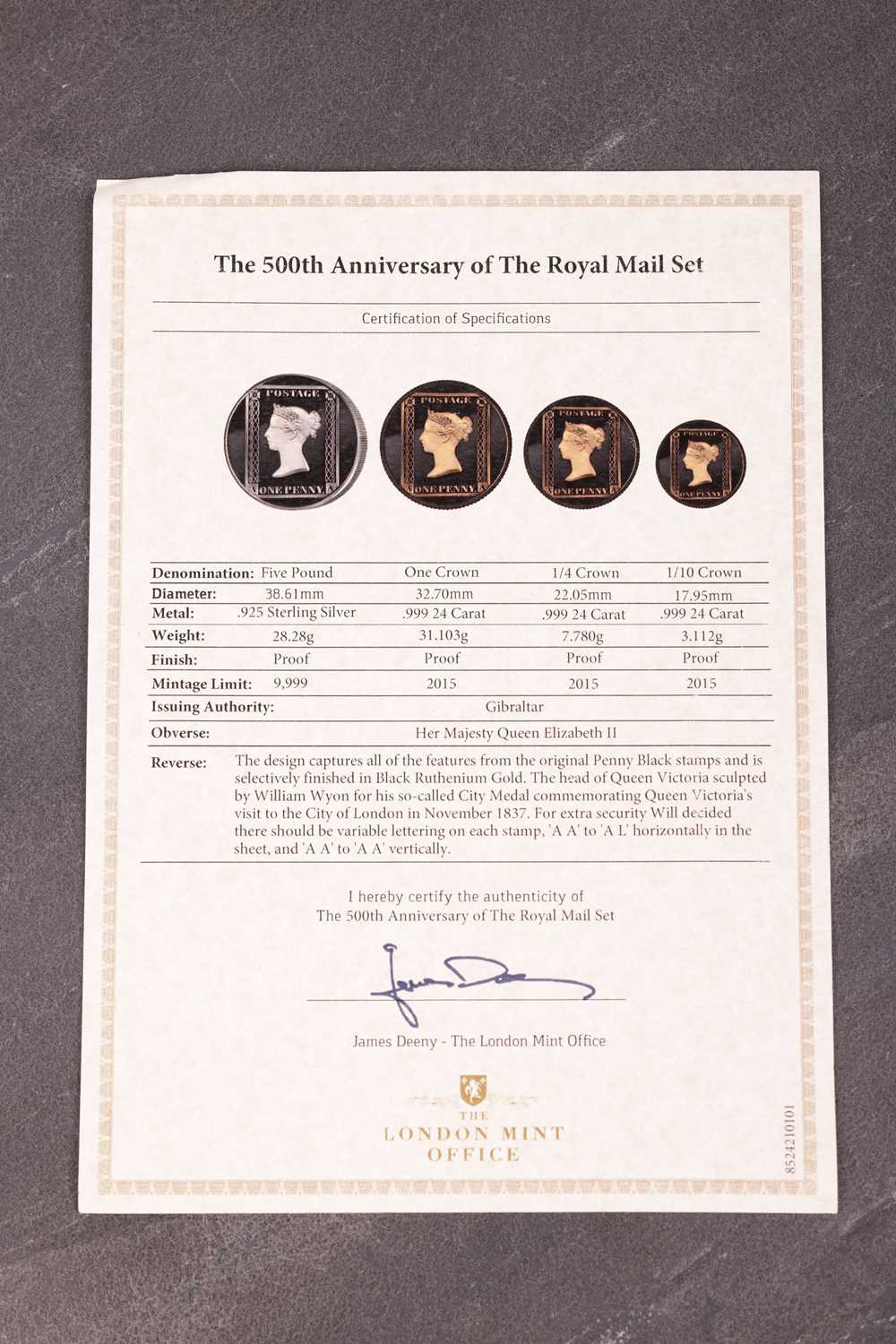 A London Mint Office issued '500th Anniversary Of The Royal Mail Set ', a Limited edition of 15 sets - Image 4 of 14