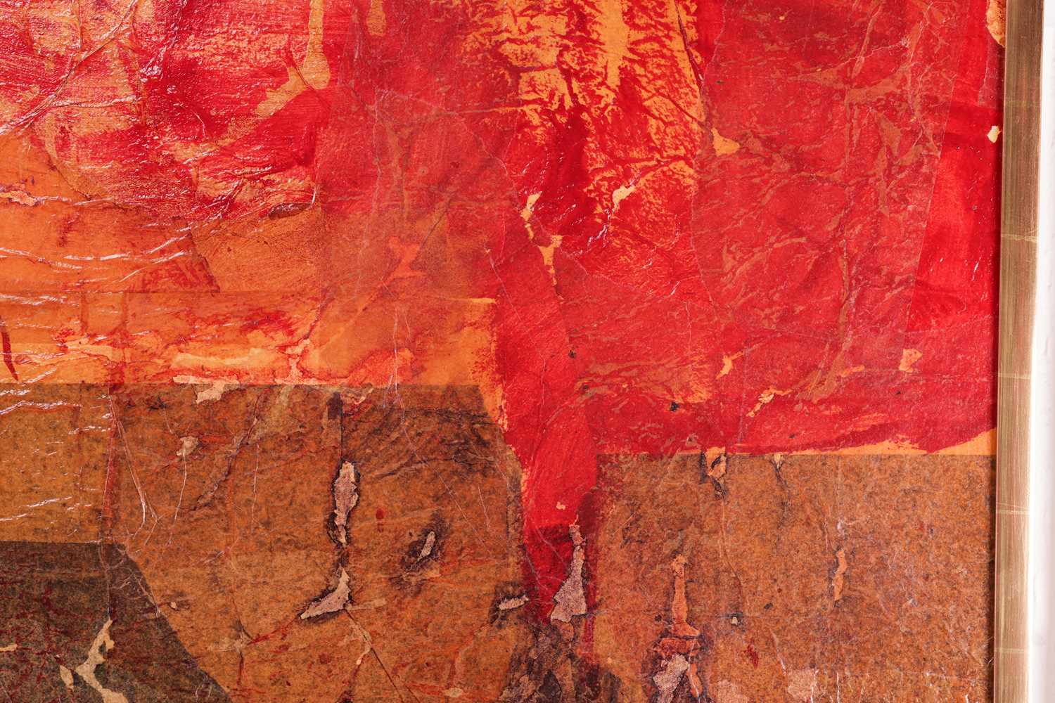 Fulton? (20th century), Abstract in reds and greens, indistinctly signed (lower right), mixed media  - Image 5 of 10
