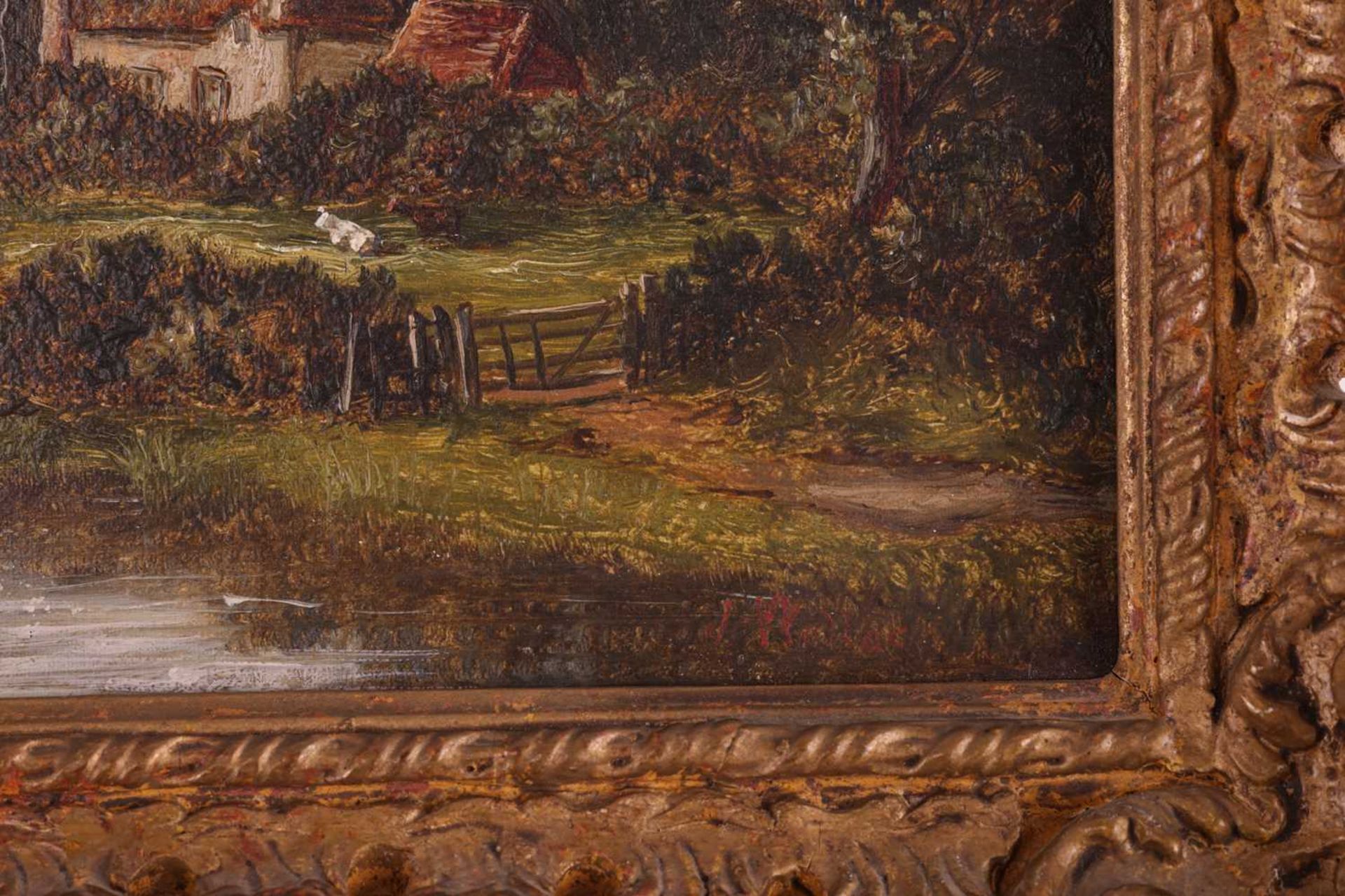 James Wallace (British, 19th century), Figure in a landscape with river and cottage, signed 'J. Wall - Image 2 of 8