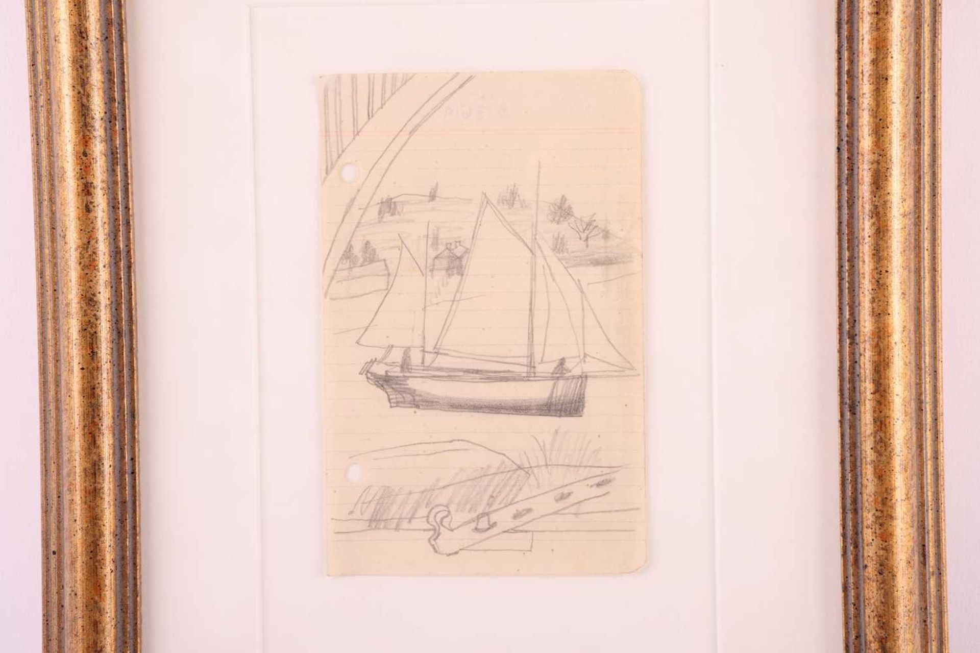 Ben Nicholson (1894-1982), Sailing boat through a window, Isle of Wight, unsigned, pencil on notepap - Bild 3 aus 7