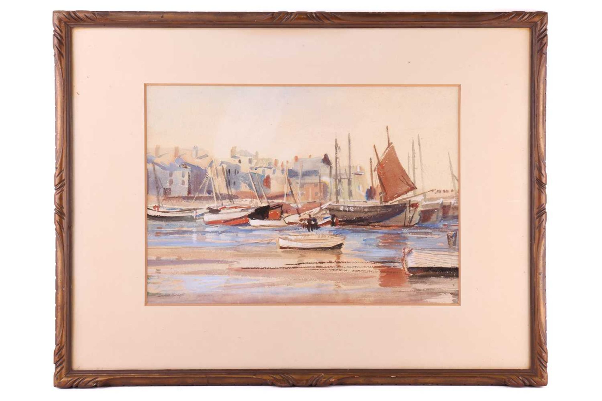 Dame Laura Knight (1877 - 1979), 'No. 1 Fishing Boats' - a harbour scene, signed Laura Knight in pen