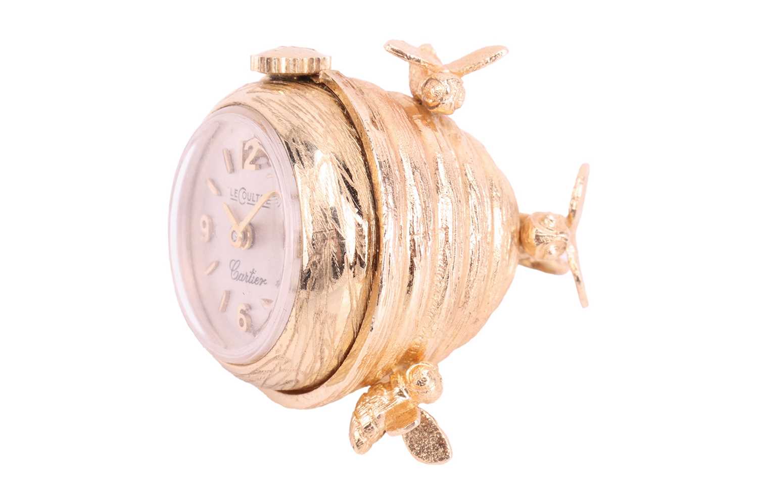 A double-signed Cartier and Jaeger-LeCoultre pendant watch in the form of a bee hive, the textured c - Image 2 of 5