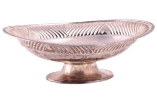 A silver fruit bowl by Lee &amp; Wigfull, Sheffield 1944, of oval form, body adorned with gadroon de