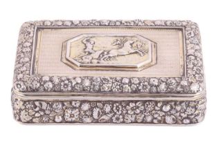 A George III silver snuff box by Daniel Hockley, London 1817, of rectangular form, cover centred wit