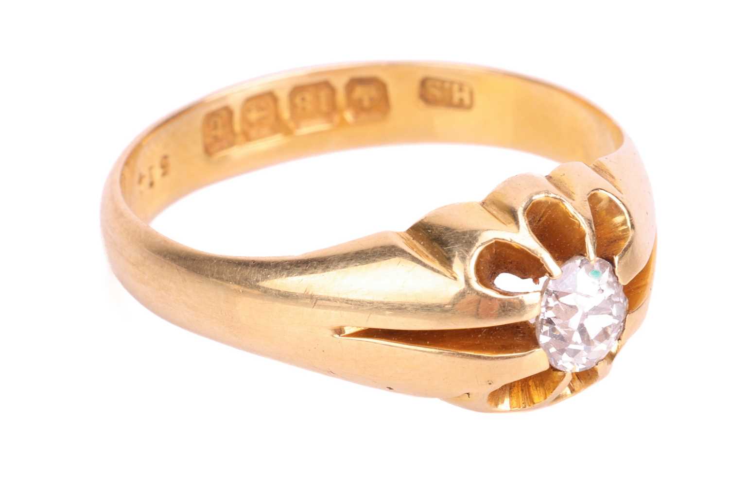 A diamond-set gypsy ring in 18ct yellow gold, centred with an oval old-cut diamond approximately mea - Image 2 of 4