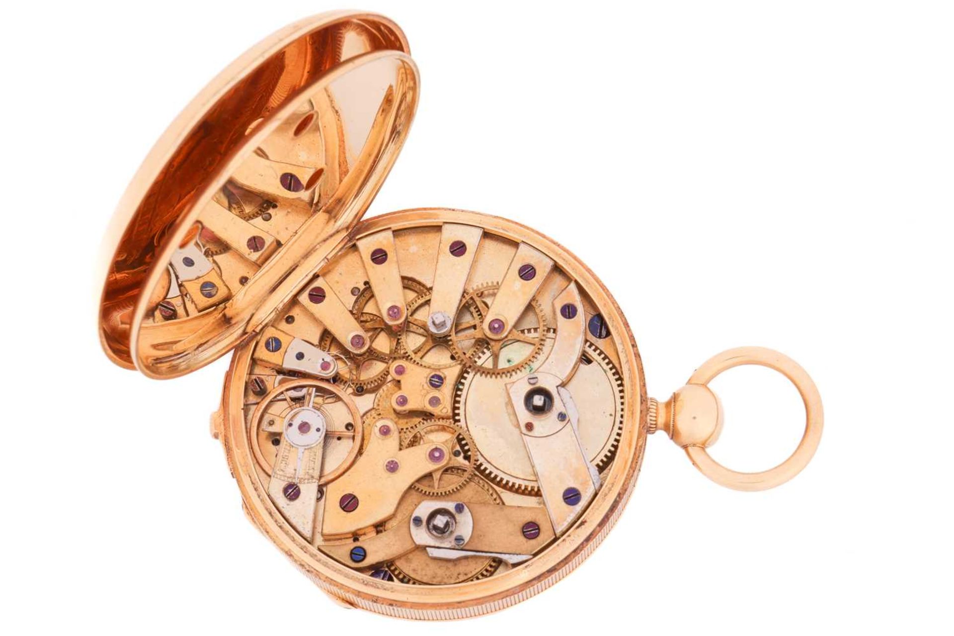 An 18ct yellow gold open-face pocket watch, featuring a key wound movement in an 18ct gold case meas - Image 5 of 5