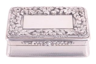 A Victorian silver table snuff box by George Richmond Collis & Co, Birmingham 1844, cover centred