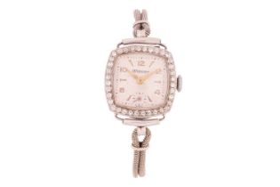 A diamond-set ladies cocktail wristwatch by Winsor, featuring a mechanical hand-wound movement in