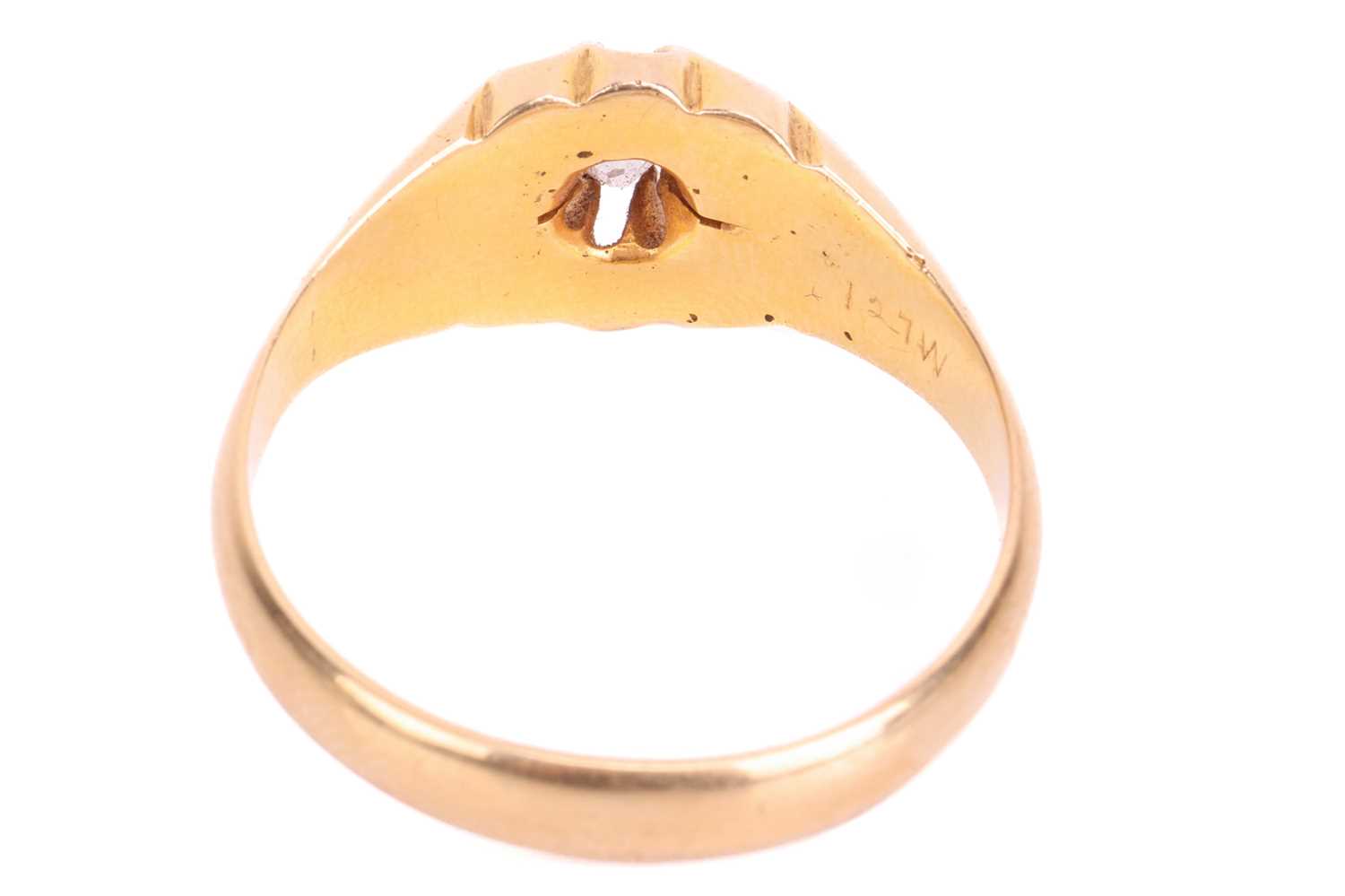 A diamond-set gypsy ring in 18ct yellow gold, centred with an oval old-cut diamond approximately mea - Image 4 of 4