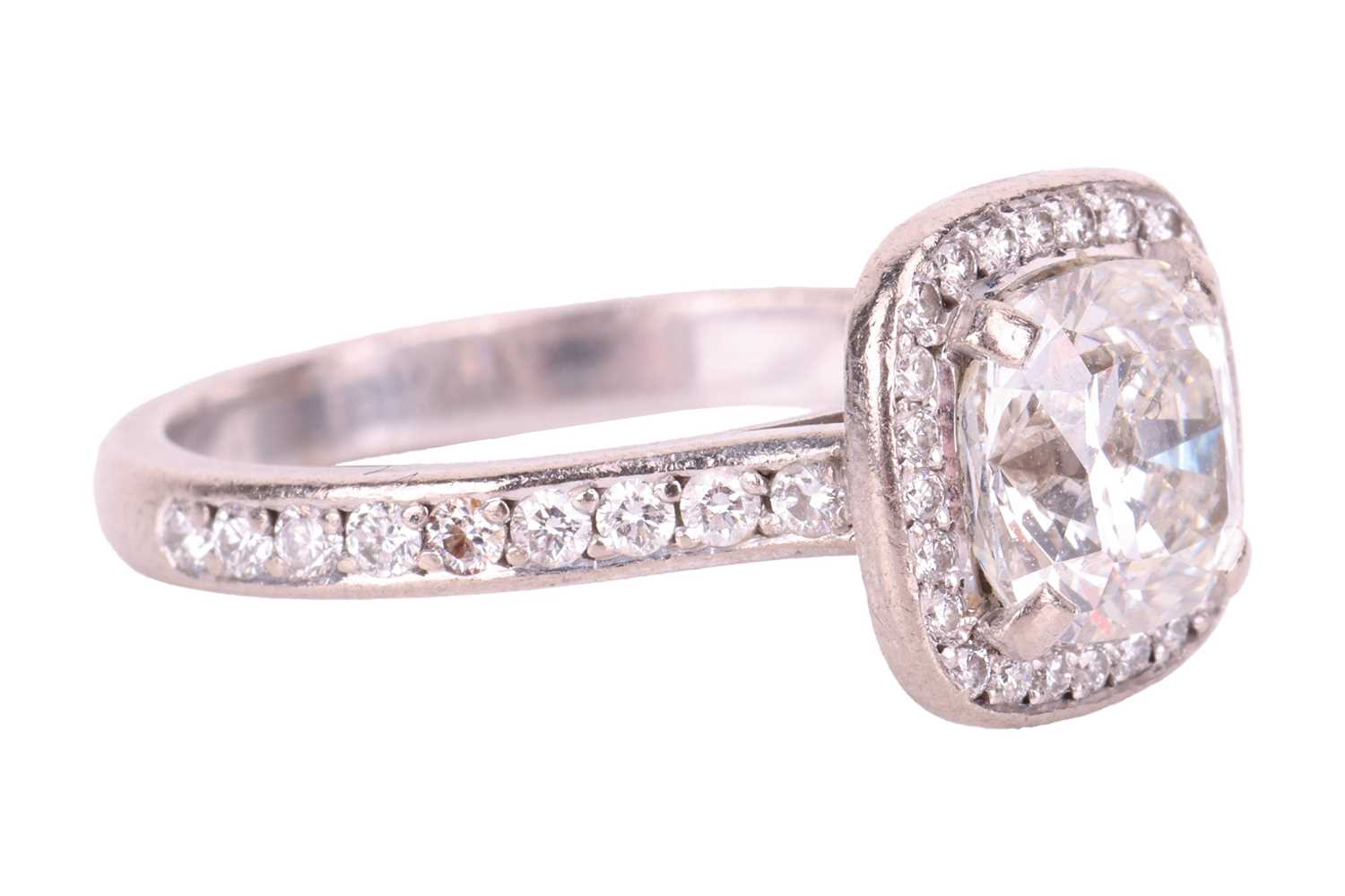 Theo Fennell - a diamond halo ring in 18ct white gold, centred with a cushion-cut diamond - Image 3 of 5