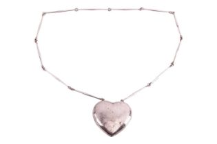 Georg Jensen - a large 'Joy' heart necklace, with a hollow heart-shaped pendant, attached to a