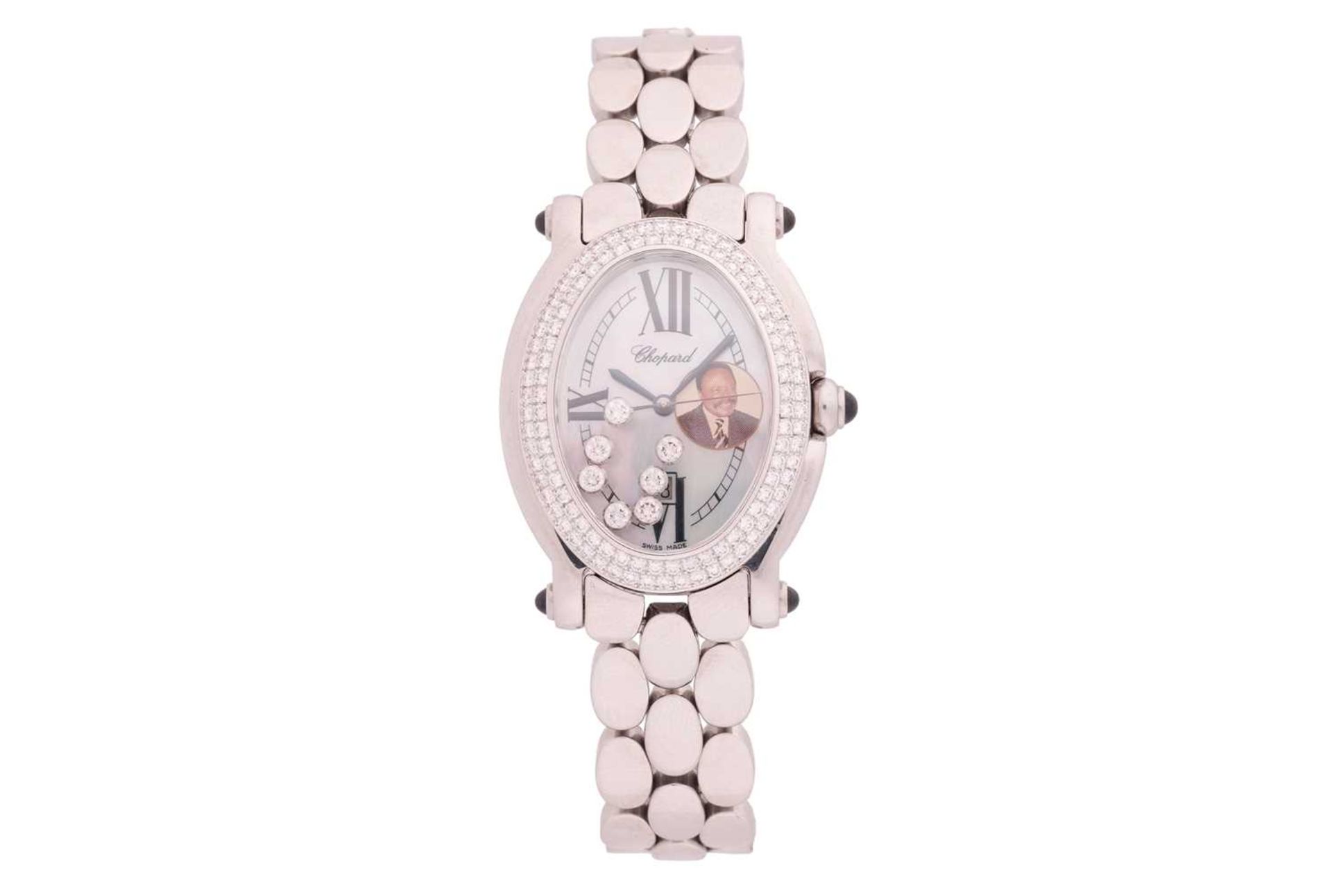 A Chopard Happy Sport diamond set oval lady's wristwatch Model: 27/8953-23 Serial: 1151980 Case Mate