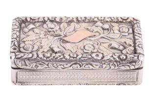 A George IV silver snuff box by Ledsam &amp; Vale, Birmingham 1825, of rectangular form, cover chase