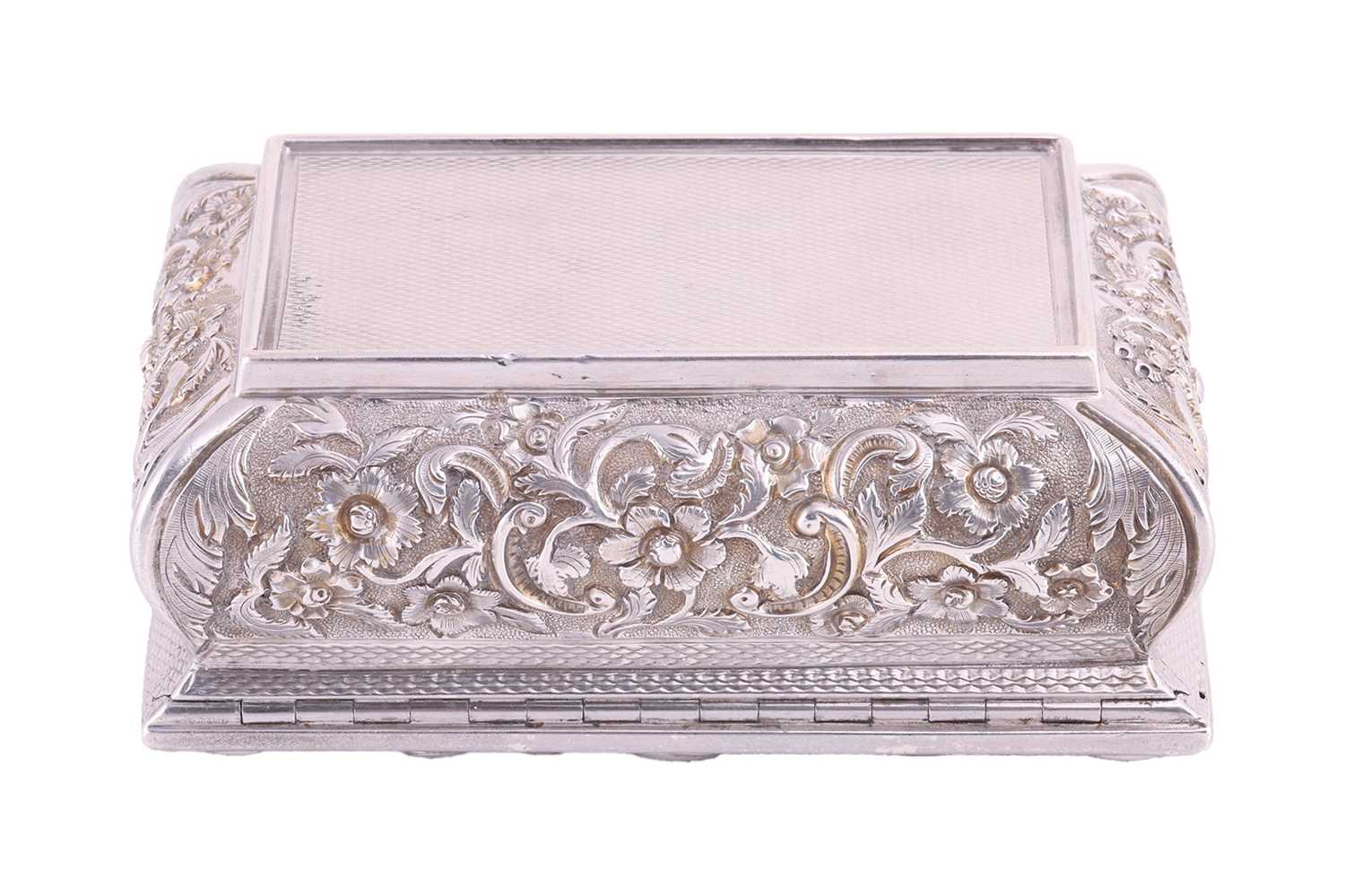 A William IV silver table snuff box by Joseph Willmore, Birmingham 1835, of rectangular form, cushio - Image 8 of 8