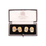 HM Queen Elizabeth II - a pair of 9ct gold and enamel Royal Presentation cufflinks of octagonal form