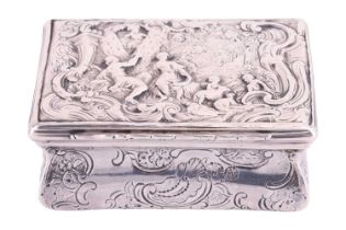 A George II silver snuff box by William Lestourgeon, London 1749, of rectangular form with cushioned