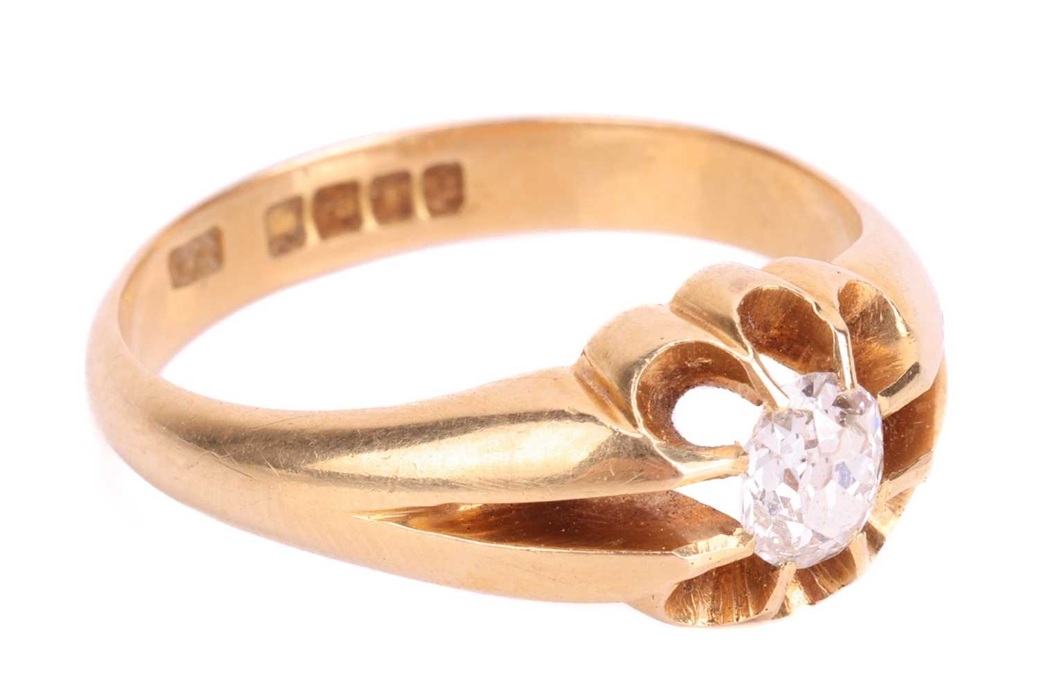 A diamond solitaire ring, set with a cushion shape old-cut diamond with an estimated weight of 0.50c - Image 2 of 4