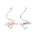 Georg Jensen - a pair of spiral drop earrings, fitted with peg and butterflies, designed by Vivianna