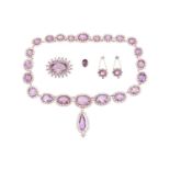 An early to mid 19th-century amethyst and rock crystal parure; comprising a necklace with detachable