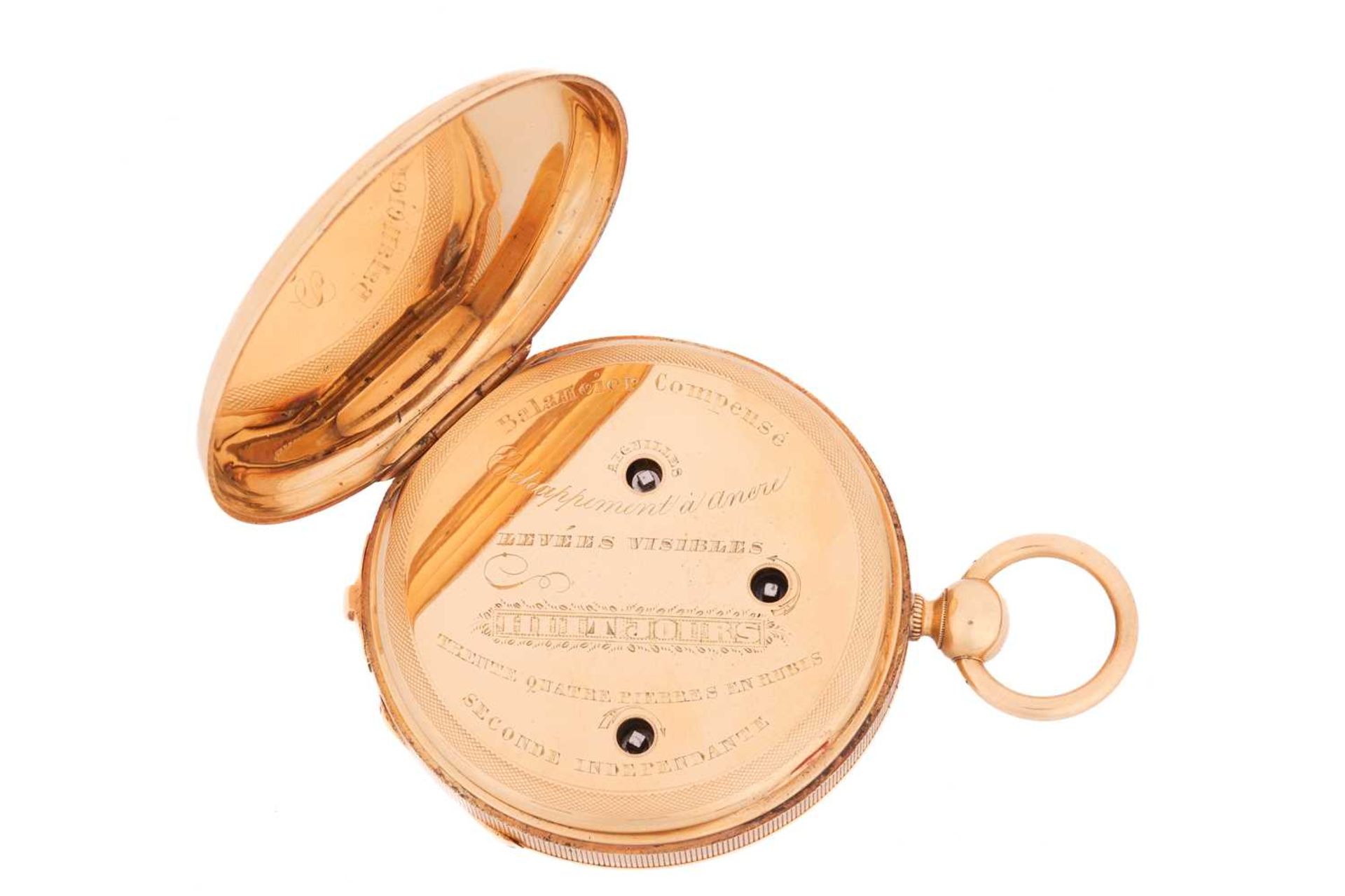 An 18ct yellow gold open-face pocket watch, featuring a key wound movement in an 18ct gold case meas - Image 4 of 5
