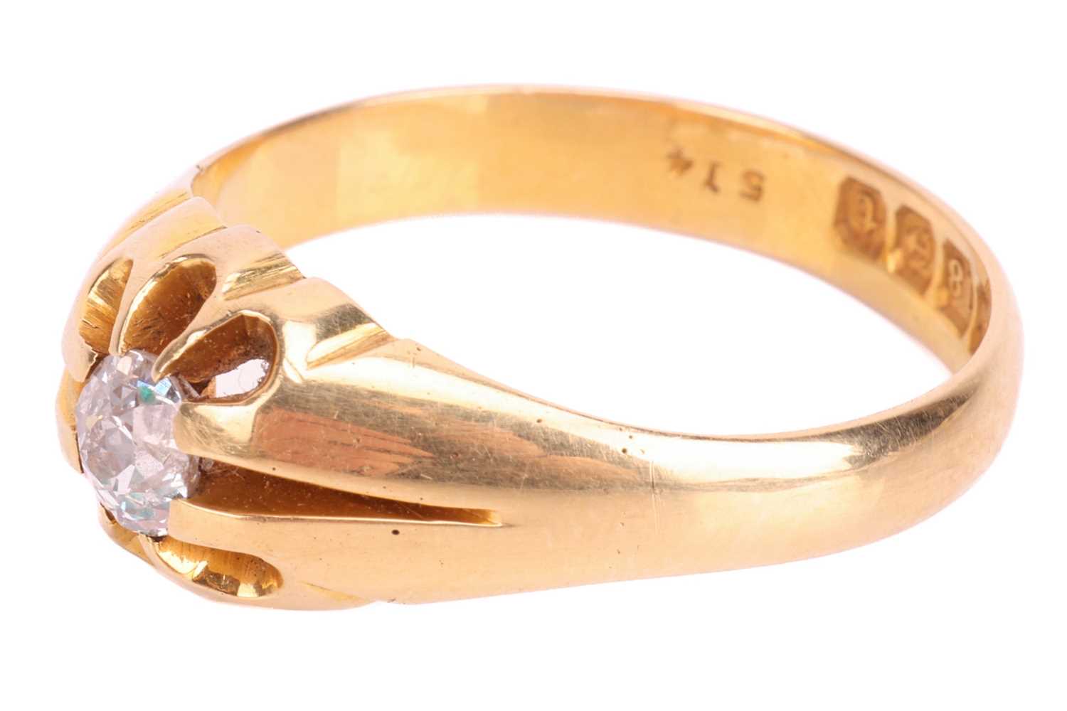 A diamond-set gypsy ring in 18ct yellow gold, centred with an oval old-cut diamond approximately mea - Image 3 of 4