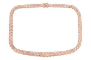 A bismark mesh link necklace in 9ct rose gold, graduated from the centre, completed with a concealed