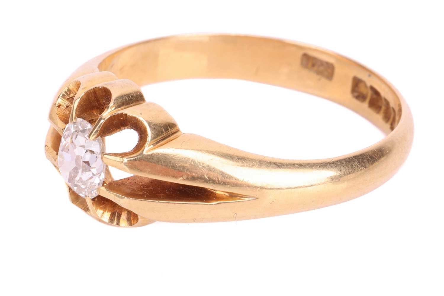 A diamond solitaire ring, set with a cushion shape old-cut diamond with an estimated weight of 0.50c - Image 3 of 4
