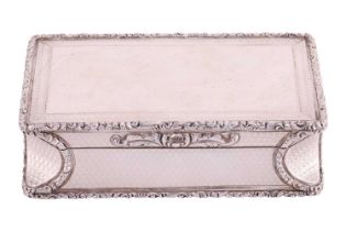 A William IV silver table snuff box by Nathaniel Mills, Birmingham 1835, of rectangular form,