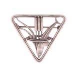 Georg Jensen - a triangular openwork brooch depicting a dolphin diving near some pond bulrushes, fit