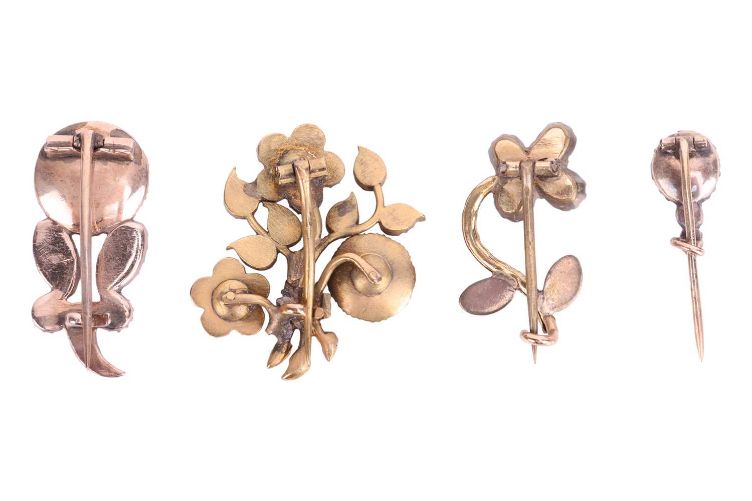 A collection of four early 19th century gem-set brooches; comprising a floral spray brooch set with  - Image 2 of 3