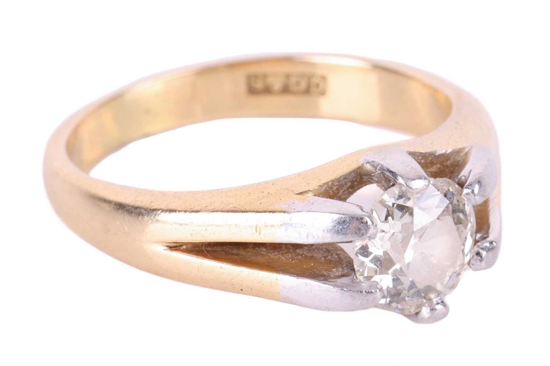 An old-cut diamond belcher ring, the diamond approximately measures 5.8 x 5.8 x 3.1 mm with an estim - Image 2 of 4