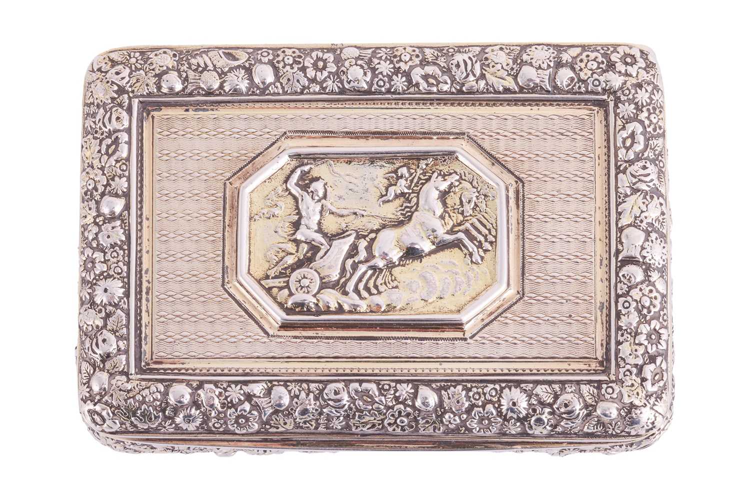 A George III silver snuff box by Daniel Hockley, London 1817, of rectangular form, cover centred wit - Image 2 of 8