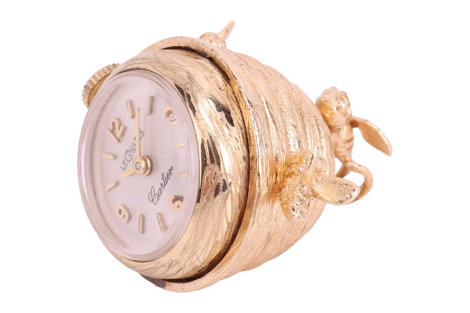 A double-signed Cartier and Jaeger-LeCoultre pendant watch in the form of a bee hive, the textured c - Image 4 of 5