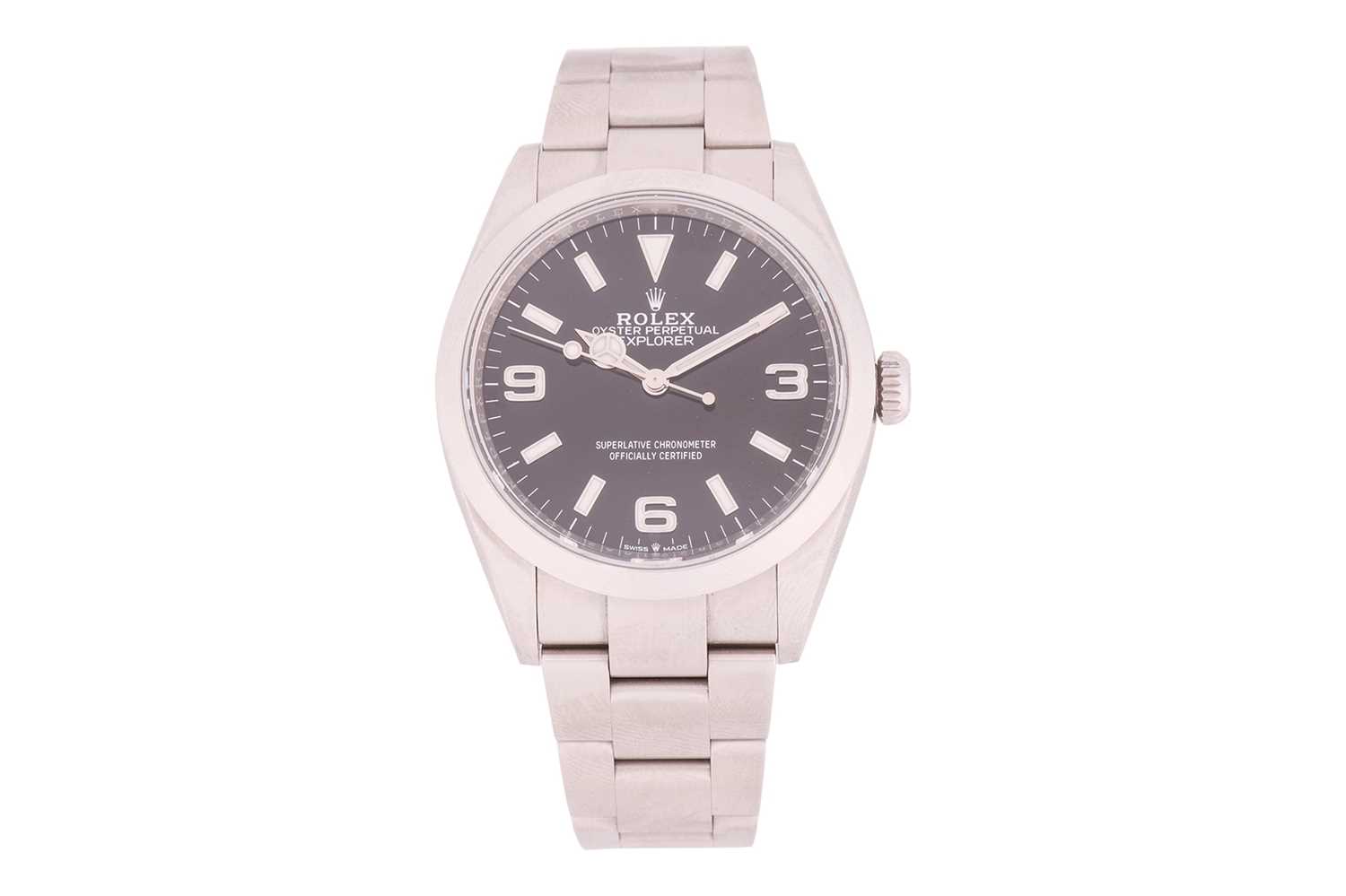 A 2022 Rolex Explorer 36mm steel watch Ref: 124270 - Still under warranty. Model: 124270 Serial: 3R2