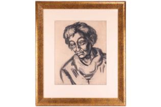 Theodore Major (1908 - 1999), 'Working Woman', unsigned, charcoal on paper, 52 x 42 cm, framed and