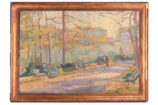 Erwin Singer (20th century), A Park Promenade, signed Erwin Singer (lower right), oil on canvas,