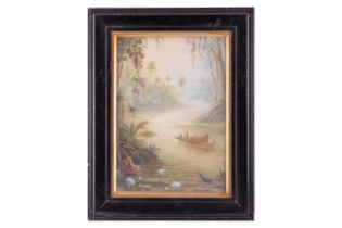 British School (early 20th century), An Amazonian Tour, unsigned, oil on board, 38 x 27.5 cm, framed