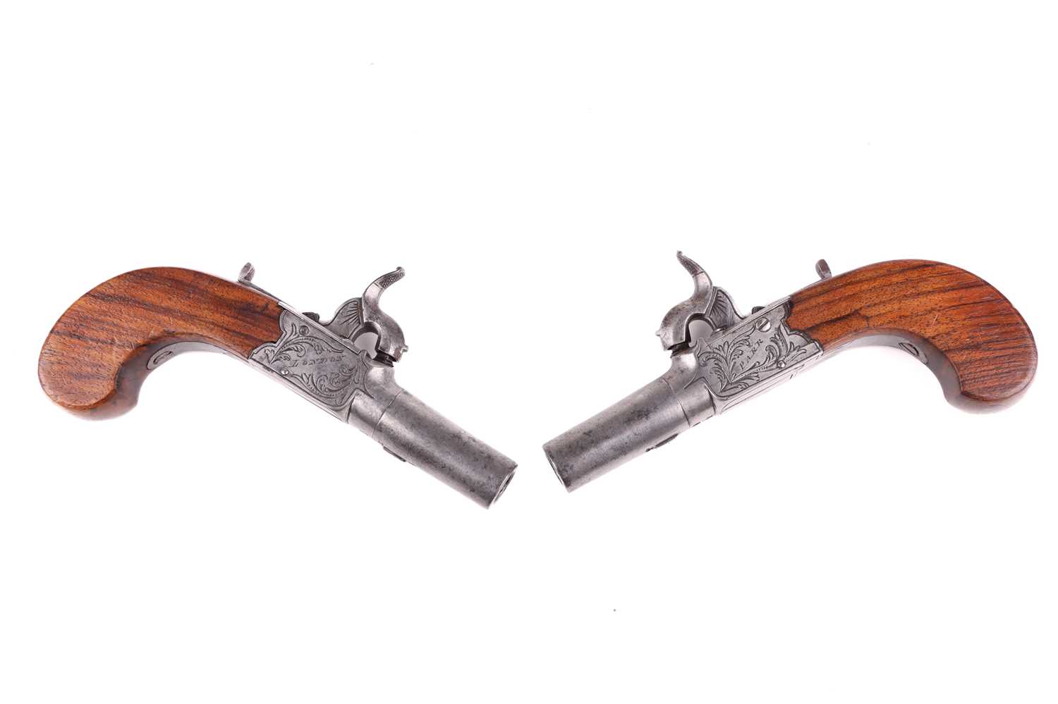 Parr of London; a pair of early/mid-19th-century percussion box lock "Muff Pistols" with twist-off b - Image 12 of 13