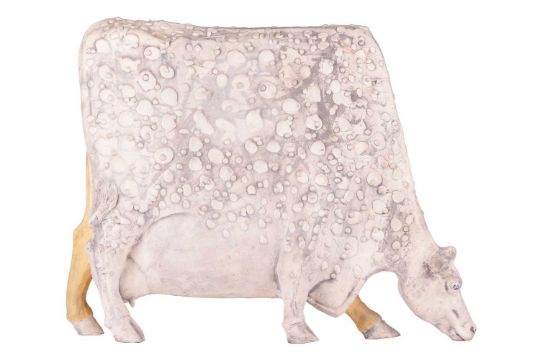 Lawson Rudge (b.1936), a raku pottery figure of a speckled cow grazing, 35 cm high, 46 cm long, 10 c - Image 4 of 6