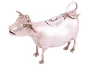 A 19th-century Dutch white metal cow creamer, 19th century for the marks of Amsterdam, 934 standard,