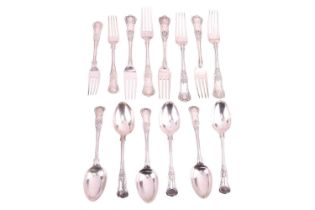 A part canteen of silver King's pattern flatware, by William Hutton &amp; Sons Ltd, Sheffield 1938, 