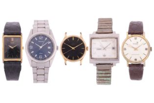 A collection of 5 gentlemen's watches including a Smiths De Luxe manual wound watch, a Seiko 5-day