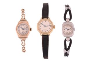 A Collection of Three Vintage Ladies Wristwatches Comprising: A Crusader 9k Yellow Gold