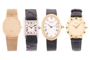 A collection of 4 watches including a Nina Ricci gold plated wristwatch together with a Gucci