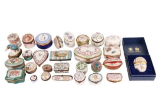 A large collection of 19th-century and later handpainted Limoges porcelain trinket and pill boxes,