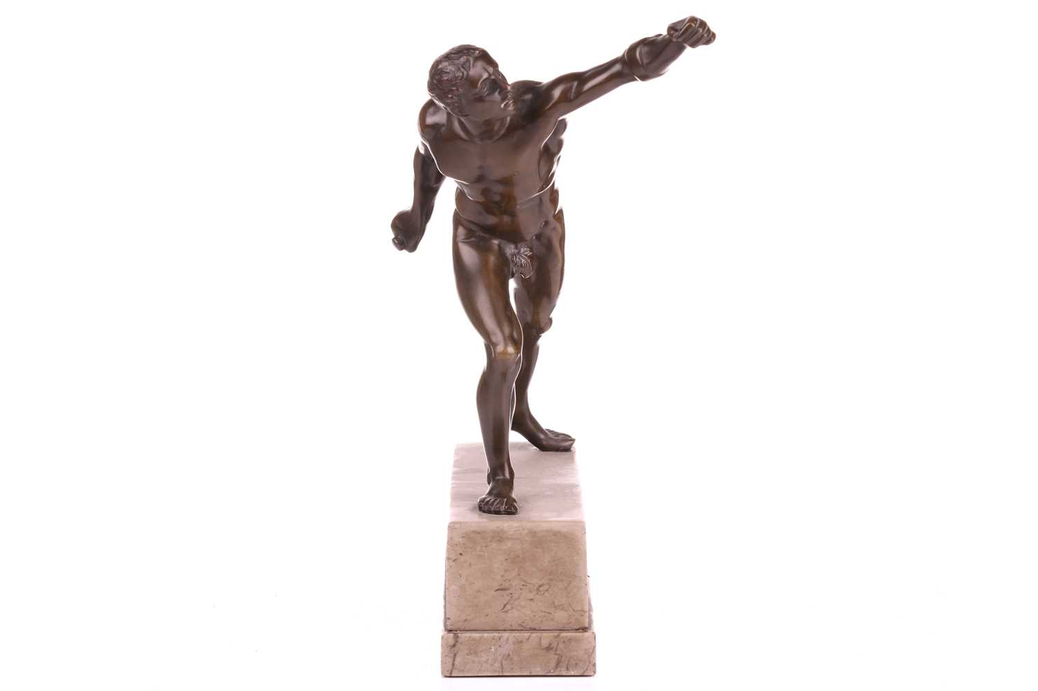 After Rudolf Marcuse (1878-1930) German, Borghesian fencer, 20th-century bronze on a marble plinth,  - Image 4 of 6