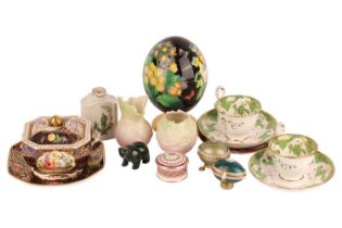 A mixed collection of ceramics comprising of an octagonal lidded pot marked Spode with an accompanyi