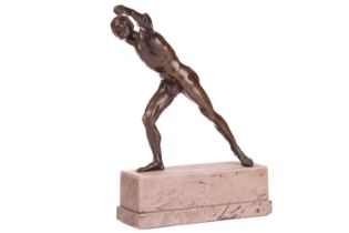 After Rudolf Marcuse (1878-1930) German, Borghesian fencer, 20th-century bronze on a marble