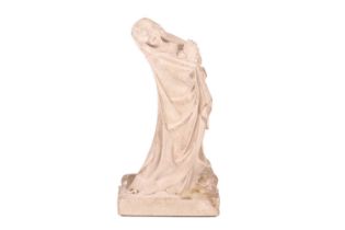 The Virgin Mary in Sorrow, her hands clenched and leaning back, possibly 15th century, carved